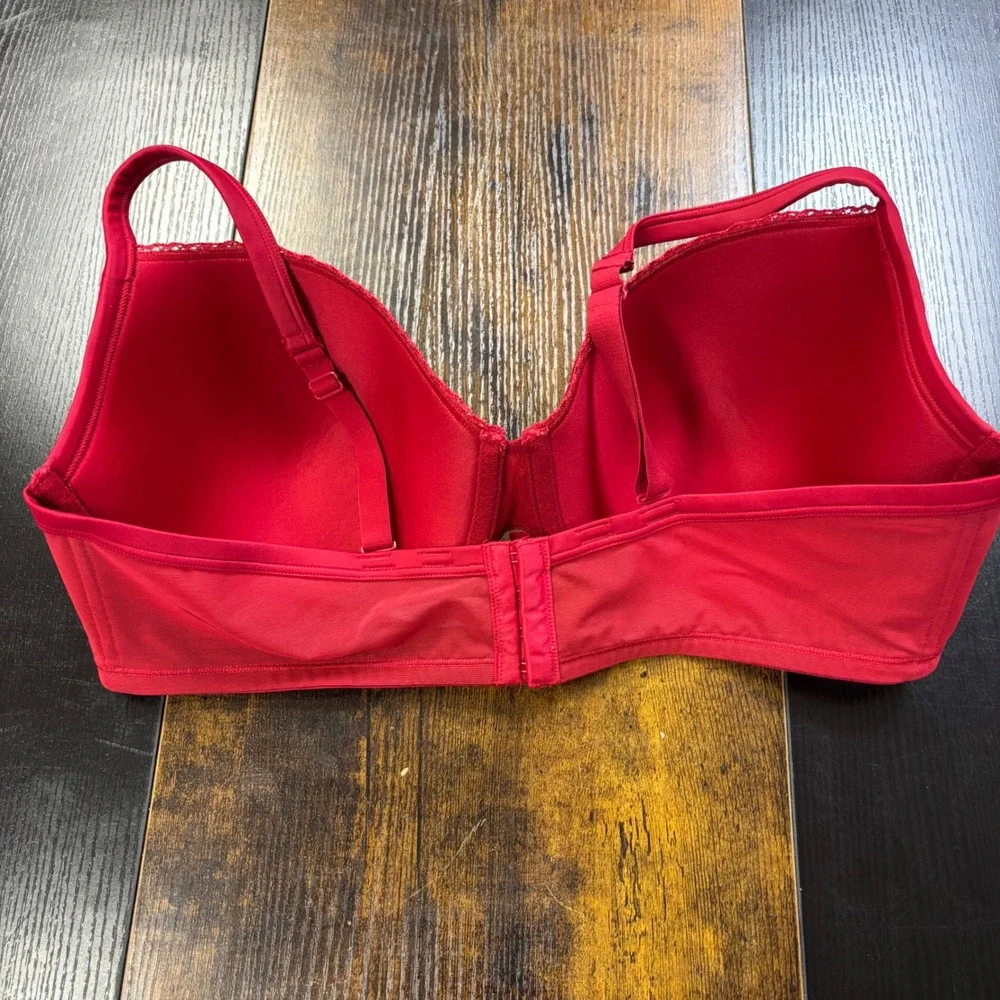 Women's Lane Bryant Cacique Red‎ Floral Lace Full Coverage Underwire Bra 42DDD